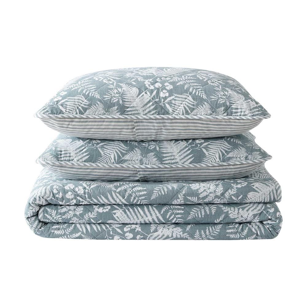 Eddie Bauer Fern Garden Green 3Piece King Cotton QuiltSham Set