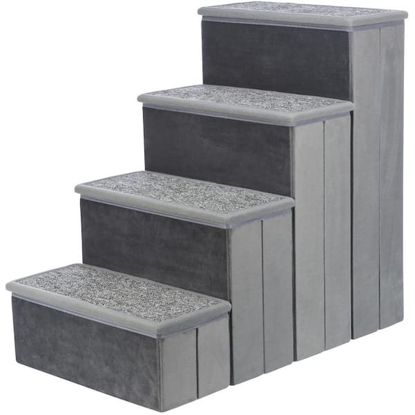 TRIXIE Velour Foldable 4-Step Pet Stairs with Storage