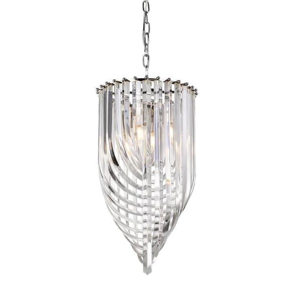 Alexan 3-Light Polished Nickel Chandelier with Curved Glass