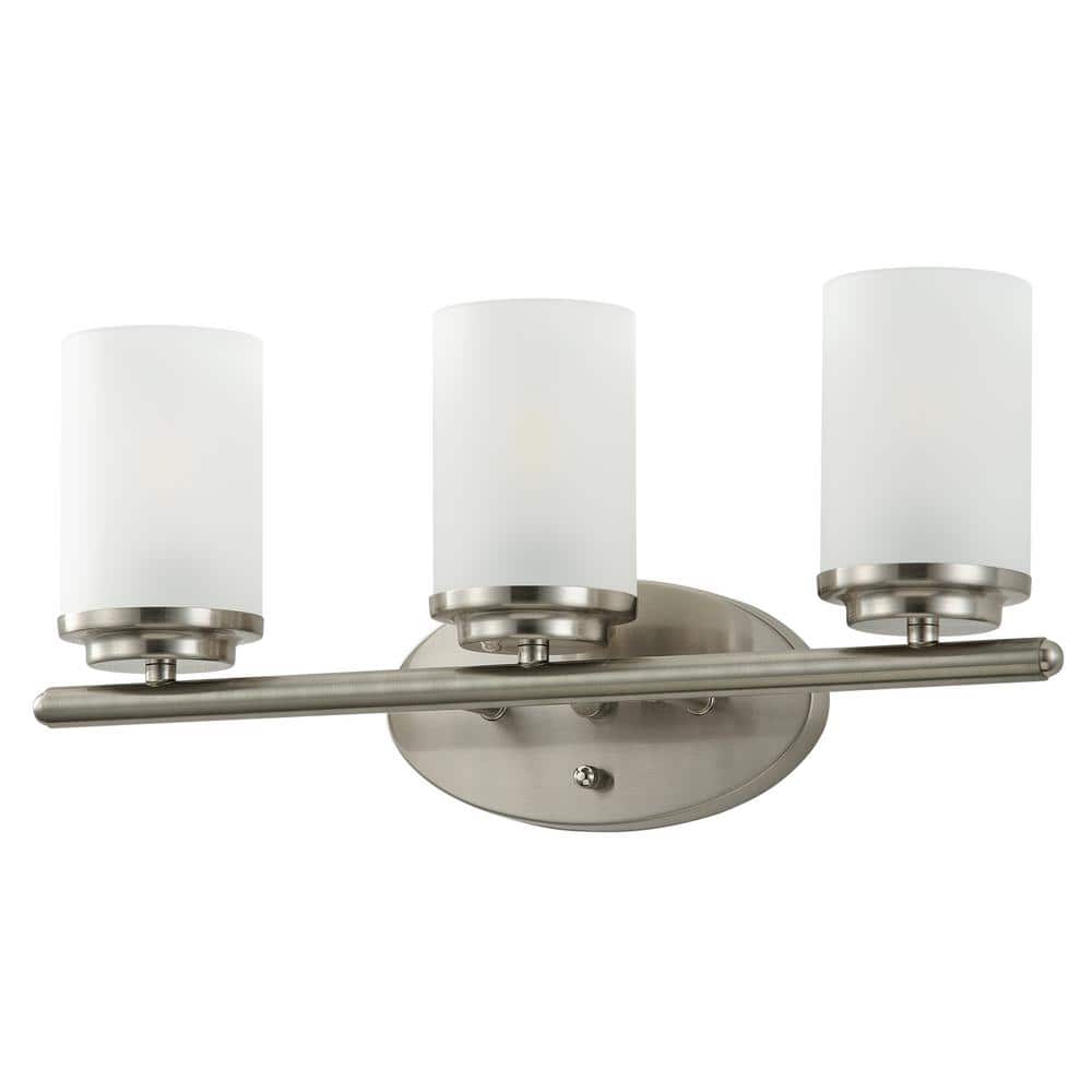 Modern 19.09 in. 3-Light Brushed Nickel Bathroom Vanity Light Wall Sconces 
