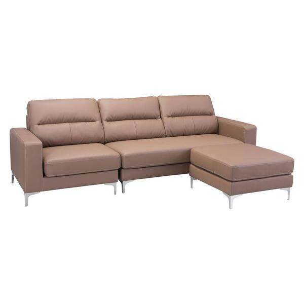 ZUO Versa 2-Piece Brown Leatherette Sectional