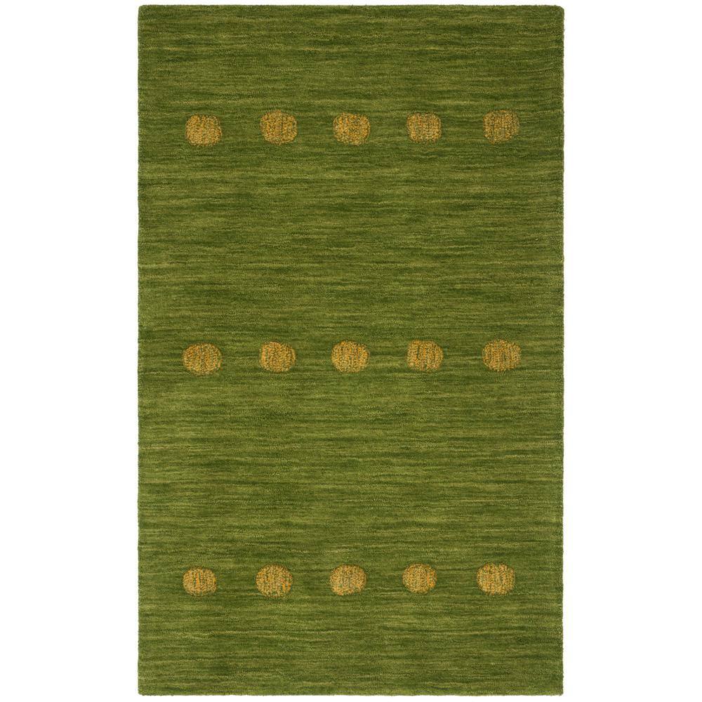 Green Hand-Loomed Wool Tufted Rectangular Area Rug, 3' x 5'