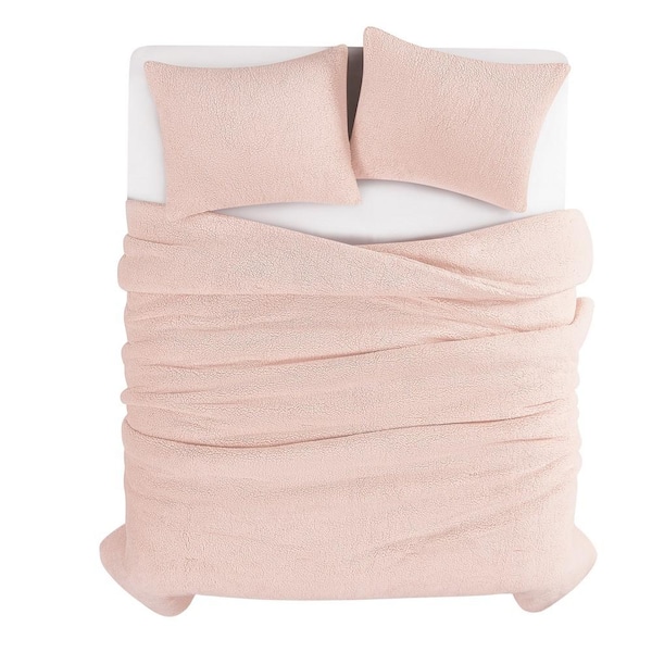 pink fluffy blanket with pillow cover pieces set Pink Fluffy Blanket With Pillow Cover Pieces Ballys 3-piece Floral FauxFur Throw  Blanket And Pillow