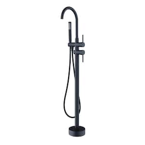 Assens 2-Handle Freestanding Tub Faucet with Handshower in Matte Black