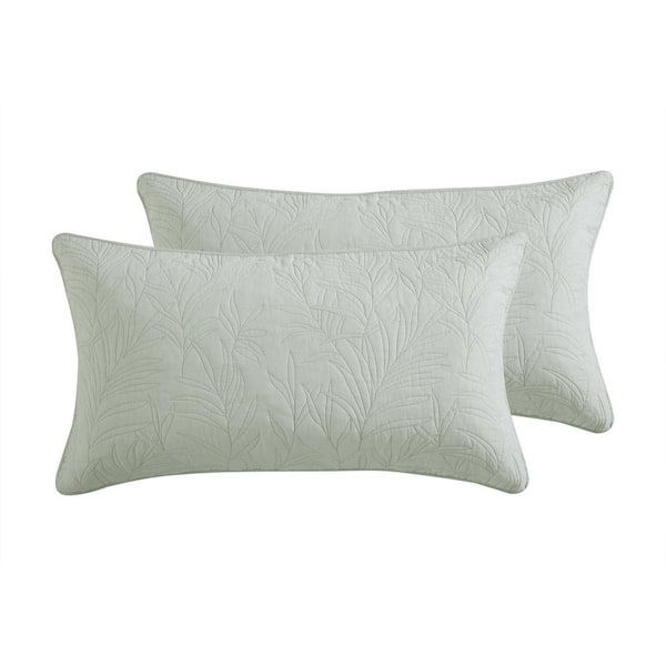 Solid Costa Sera 2-Piece Green Cotton King Shams