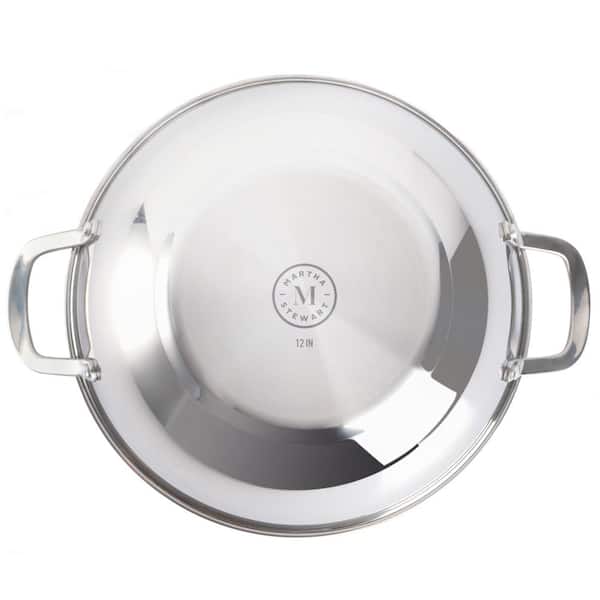MARTHA STEWART Everyday 3.5 qt. Stainless Steel Saute Pan With Brass  Handles and Lid 985118771M - The Home Depot