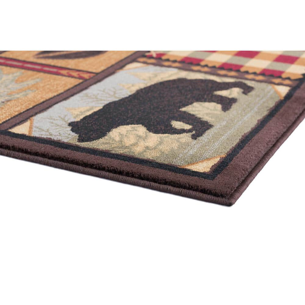 Tayse Nature Area Rug 6548 Novelty Multi-Color Bears Moose 8' 9" x 12' 3" Rectangle