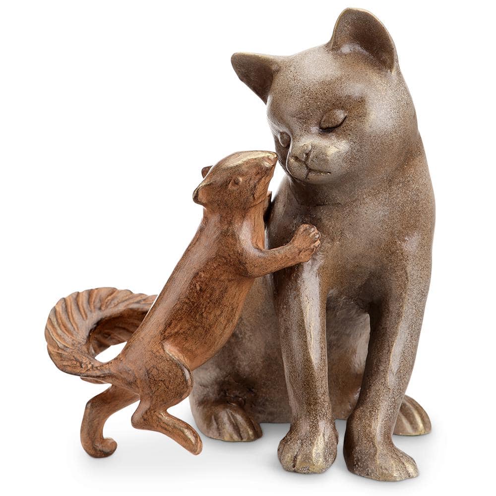 Squirrel and Cat Garden Statue