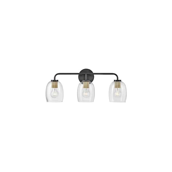 LARK Percy 24.0 in. 3 Light Black Vanity Light
