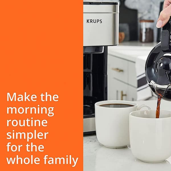  KRUPS Simply Brew Stainless Steel and Glass Carafe Drip Coffee  Maker 14 Cup Programmable, Customizable, Digital Display, Warming Function  Coffee Filter, Dishwasher Safe, Drip Free Silver and Black: Home & Kitchen