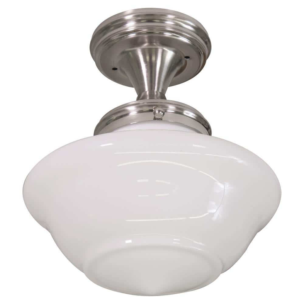 Satin Nickel Glass Semi Flush Mount Ceiling Light