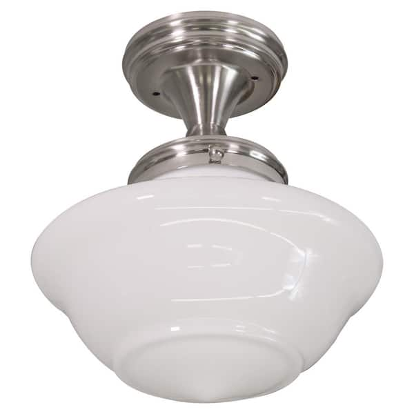 Design House Schoolhouse Satin Nickel Ceiling Mount Light 577494