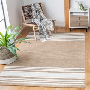 Metro Brown/Ivory Doormat 3 ft. x 5 ft. Striped Solid Color Area Rug