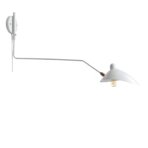 Frank 8.5 in. White Iron Retro LED Swing Wall Sconce
