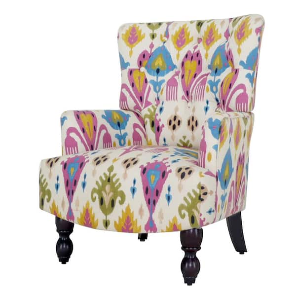 Homy Casa Baynn Fuchsia Flower Fabric Upholstered Arm Chair