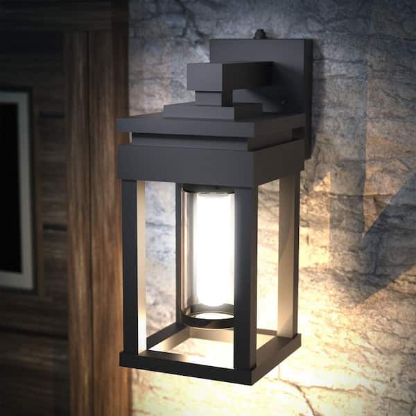 KODA Ellis Black Outdoor Wall Lantern Weather Resistant with Dusk