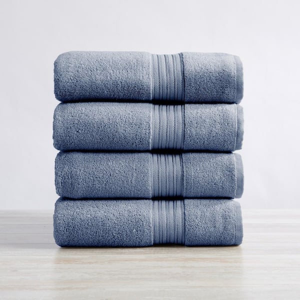FRESHFOLDS Chambray Blue Soft Cotton Classic 4-Pack Bath Towel Set