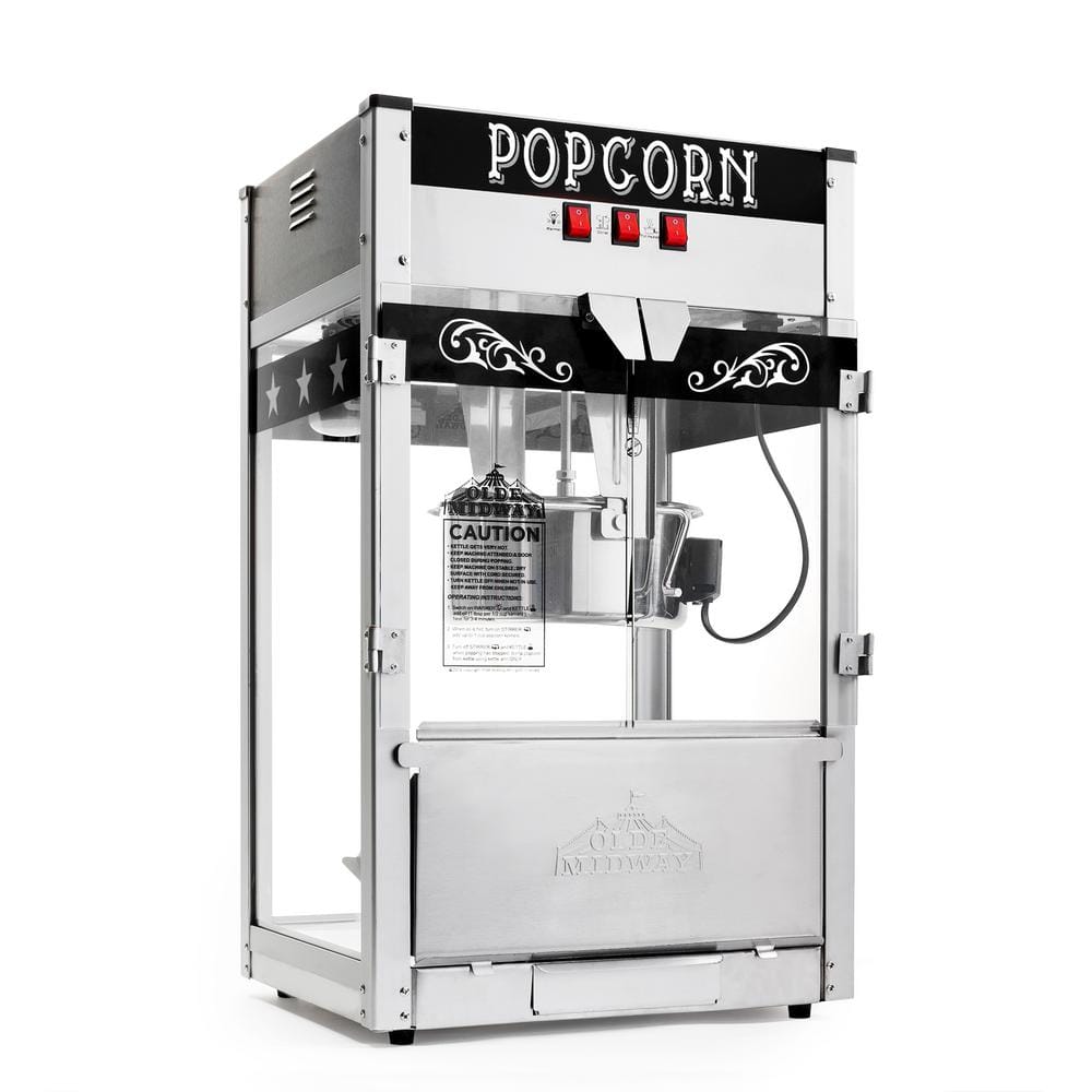 1300 W 12 oz. Black Bar Style Popcorn Machine