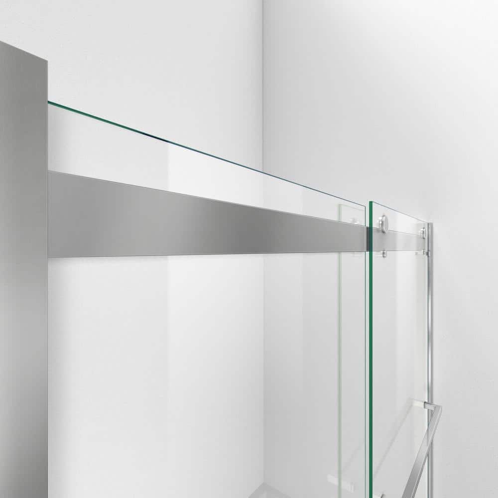 Brushed Nickel Semi-Frameless Sliding Shower Door with Tempered Glass