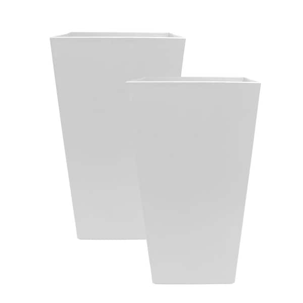 Bloem Finley 20 in. H Casper White Resin Square Indoor/Outdoor Floor Planter (2-Pack)