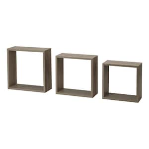 FRAME Set 11.8 in. x 11.8 in. x 4.6 in. Driftwood MDF Decorative Wall Shelf with Brackets