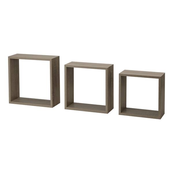 Dolle FRAME Set 11.8 in. x 11.8 in. x 4.6 in. Driftwood MDF Decorative Wall Shelf with Brackets