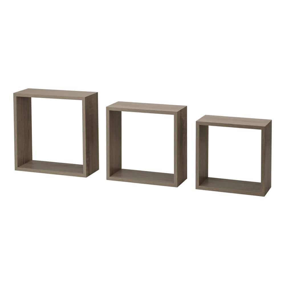 FRAME Set 11.8 in. x 11.8 in. x 4.6 in. Driftwood MDF Decorative Wall Shelf with Brackets price history on PriceWatchPro