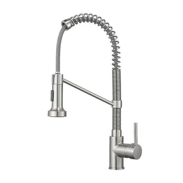 Maincraft Single-Handle Pull Down Sprayer Kitchen Faucet with Sprayer in Brushed Nickel