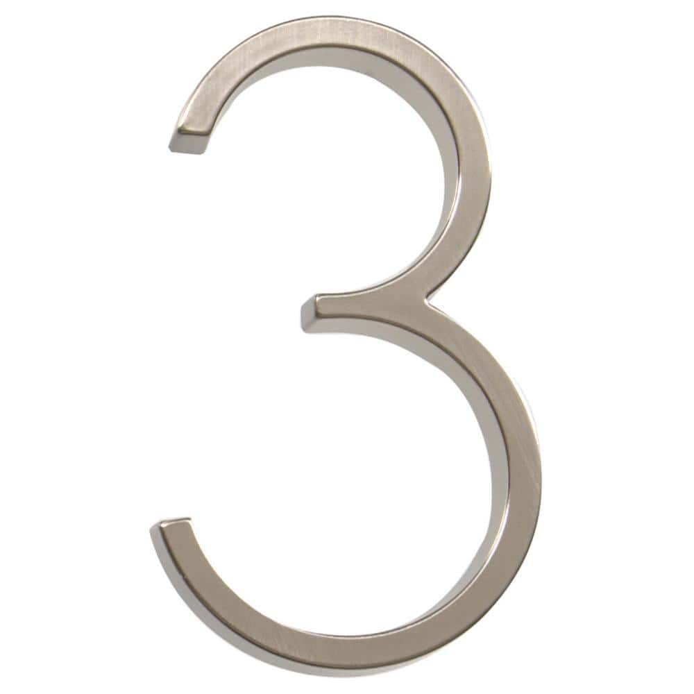 5 in. Modern Satin Nickel Floating or Flush Metal House Number 3 price history on PriceWatchPro