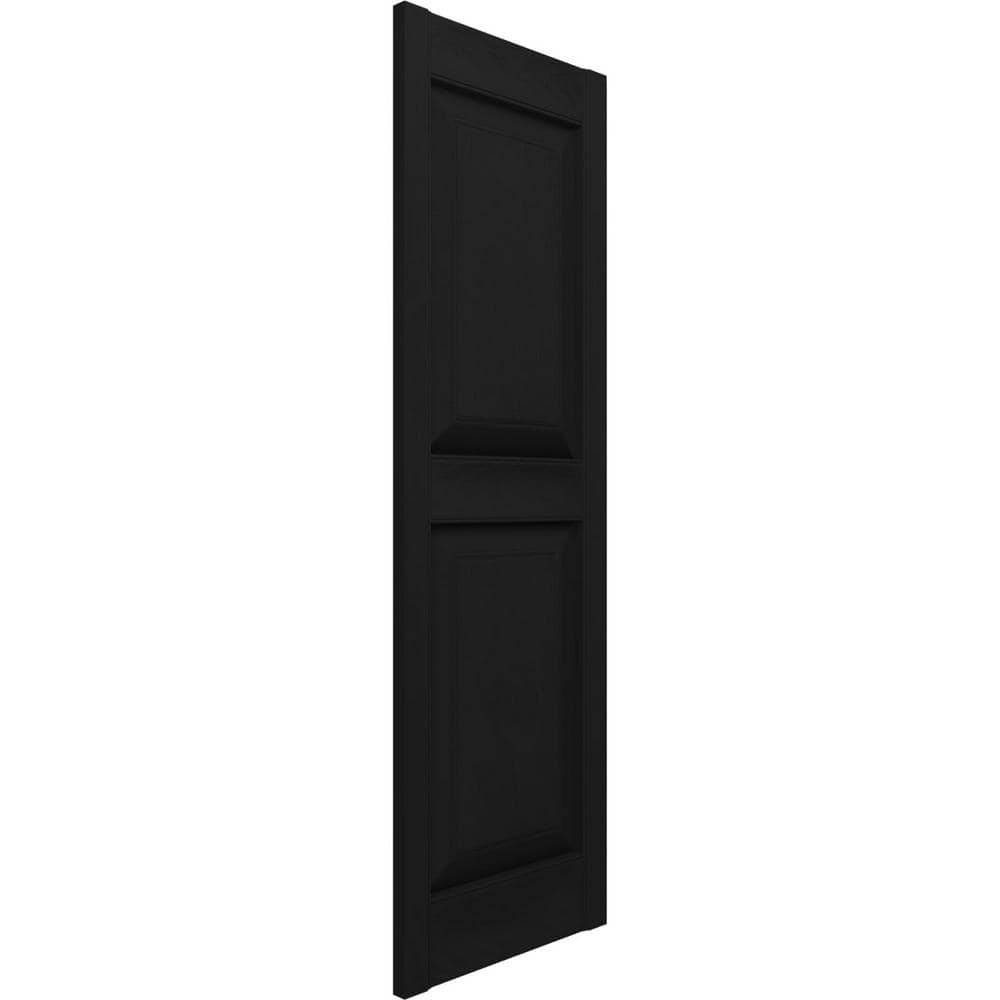 Black Vinyl Raised Panel Shutters with Installation Hardware, 14.75"W x 43"H