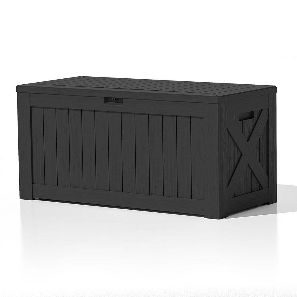 120 Gal. Heavy-Duty Outdoor Storage Plastic Resin Deck Box, Large Patio Storage Container in Black