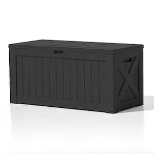 120 Gal. Heavy-Duty Outdoor Storage Plastic Resin Deck Box, Large Patio Storage Container in Black