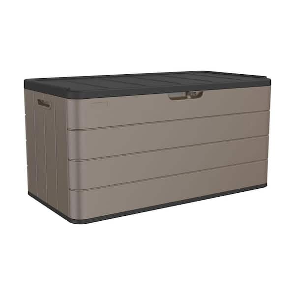 Decksplore Outdoor Storage 120 Gal. 45.67''x23. 62''x22. 99'' Brown Resin Lockable Waterproof Deck Box for Cushions, Garden Tools