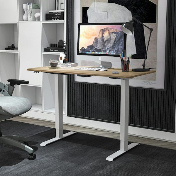 Derwin 47.2 in. Rectangular Natural Tone Wood Standing Desk With Adjustable Height