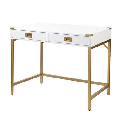 Noelle 42 in. White Office Writing Desk with Drawers
