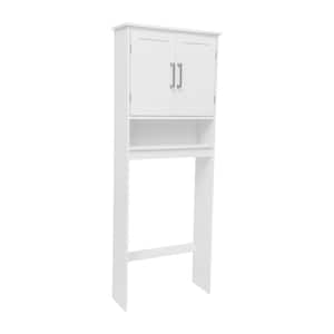 Vivien 25 in. W x 66 in. H x 9 in. D White Over The Toilet Storage with Adjustable Shelves and Doors