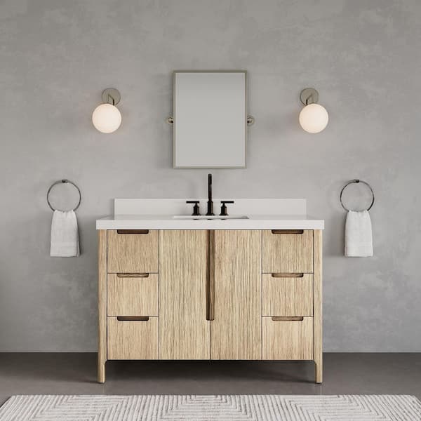 Sequoia 48 in. W x 22 in. D x 34.4 in. H Single Sink Bath Vanity in Casa Latte with White Quartz Top