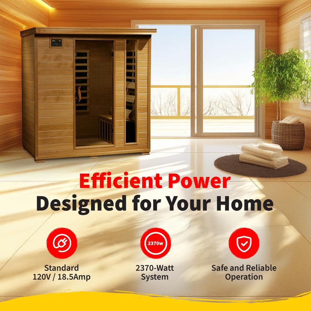 Luxurious 4-Person Hemlock Carbon Infrared Home Sauna