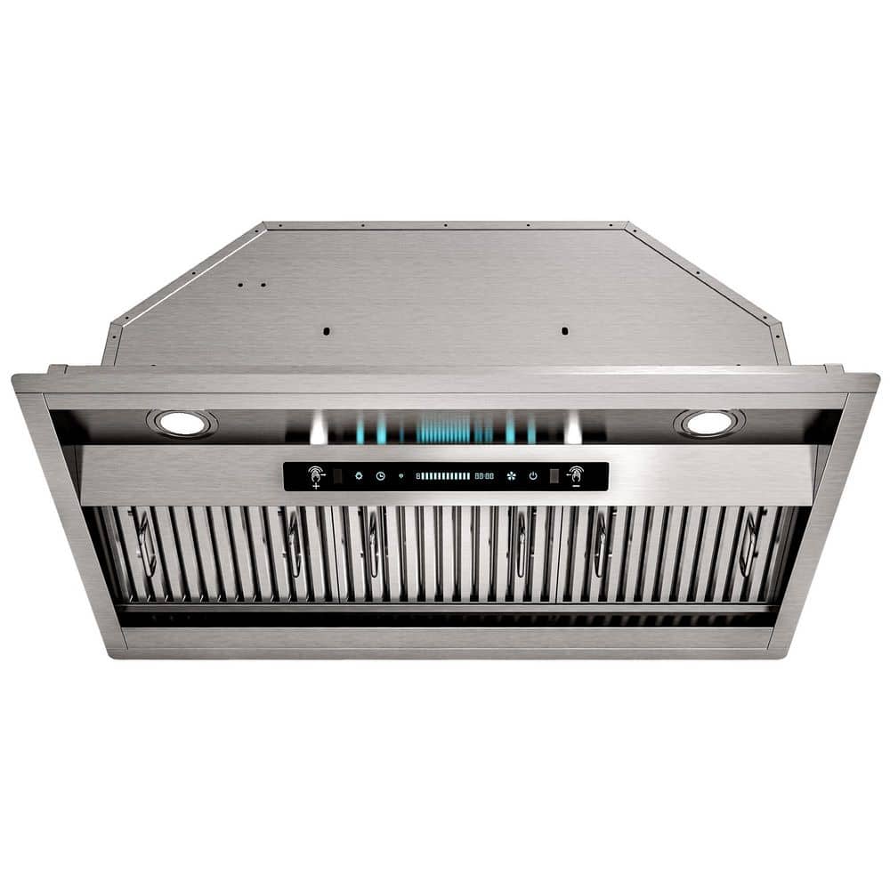 42 in. 900 CFM Convertible Insert Range Hood in Stainless Steel with 4 Speed Gesture and Touch Control, 2 LED Light