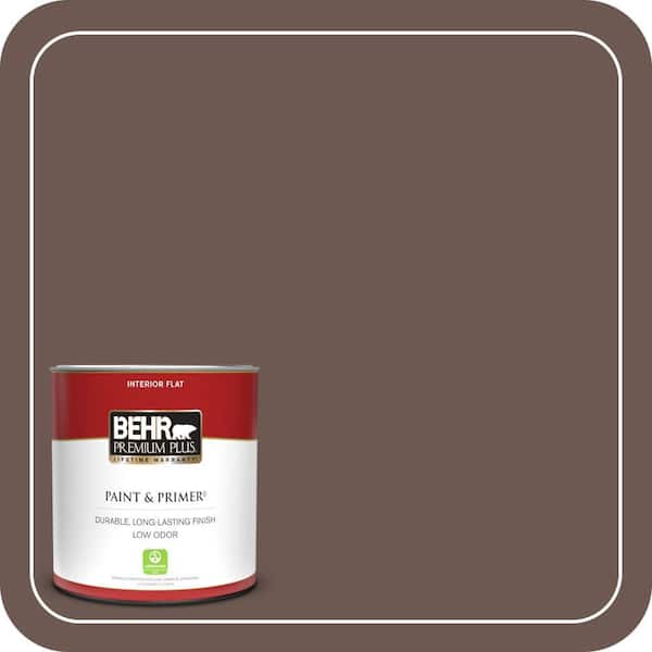 BEHR PREMIUM PLUS 1 qt. #N180-7 Oiled Teak Flat Low Odor Interior Paint & Primer