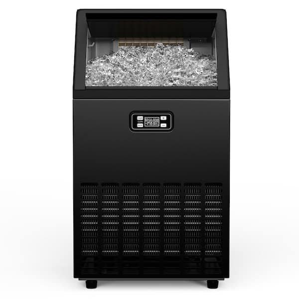 18 in. 150 lbs. /24H Full Size Cubes Undercounter Commercial Freestanding Ice Maker in Black with Ice Full Alert