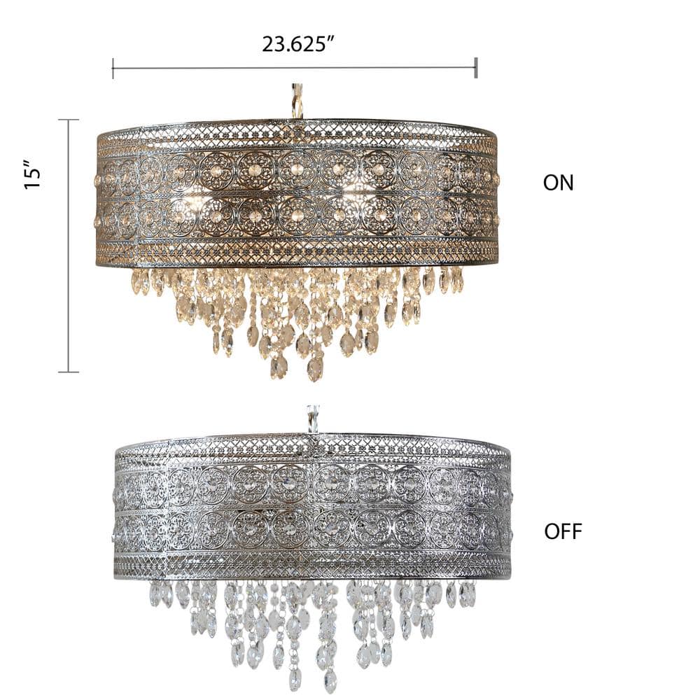 Brielle 26'' Polished Nickel Floral Crystal Medallion Chandelier