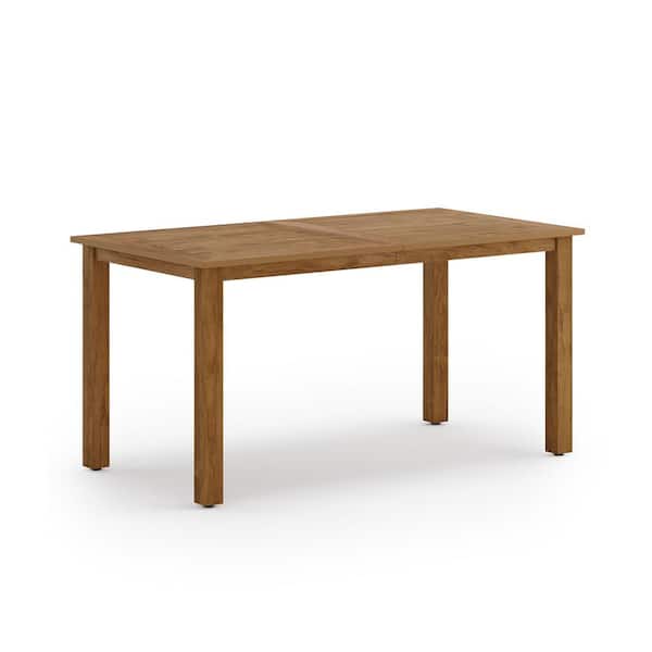 6-Person Brown Plastic HDPS Outdoor Dining Table Weather-Resistant Rectangle Patio Dining Table for Outside Indoor