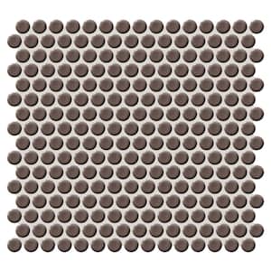 Restore Saddle Brown 12 in. x 12 in. Glazed Porcelain Penny Round Mosaic Tile (10 sq. ft./Case)