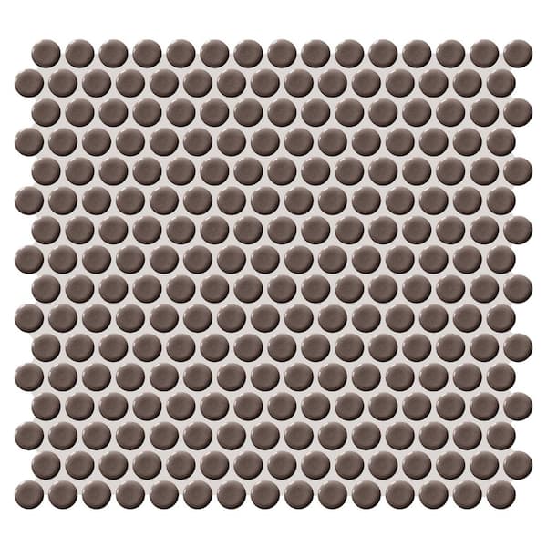 Daltile Restore Saddle Brown 12 in. x 12 in. Glazed Porcelain Penny Round Mosaic Tile (10 sq. ft./Case)