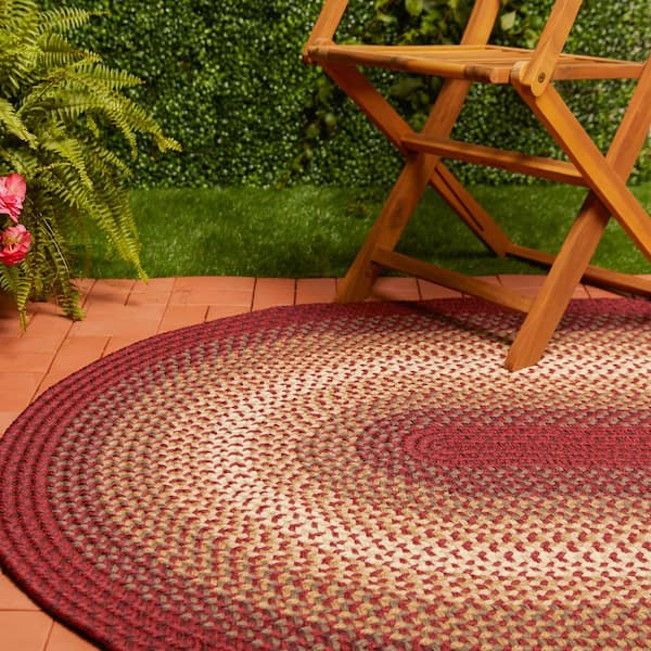Pioneer Red Multi 2 ft. x 3 ft. Oval Indoor/Outdoor Braided Area Rug