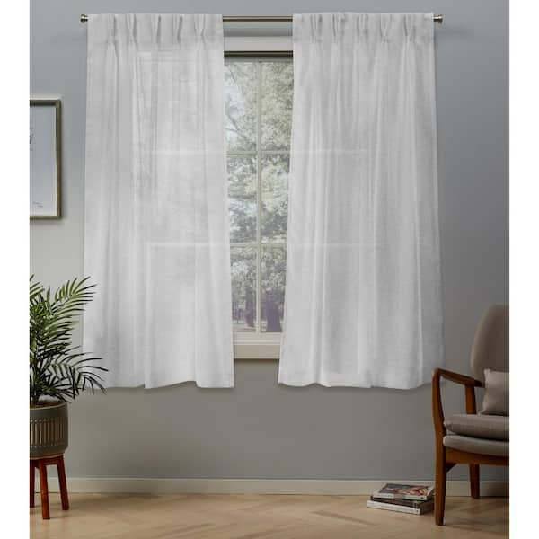 EXCLUSIVE HOME Belgian Winter White Solid Sheer Double Pinch Pleat