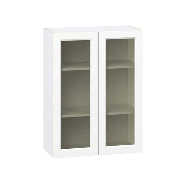 Laramie 30 in. W x 14 in. D x 40 in. H Assembled Glass Door Specialty Wall Kitchen Cabinet in Painted Bright White