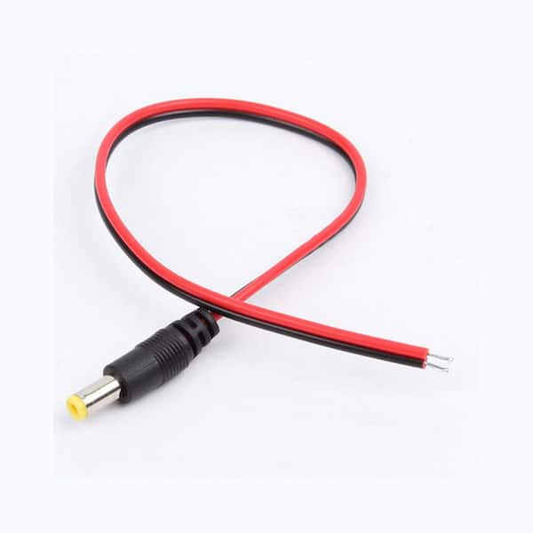 1 ft. Red and Black 18-Gauge DC Coaxial Cable Maile Plug Pigtail for CCTV Camera (100-Piece Per Pack)