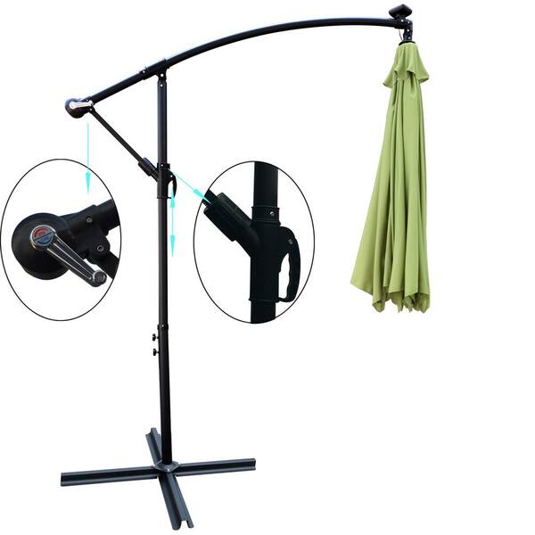 10 ft. Lime Green Cantilever Patio Umbrella Solar Powered